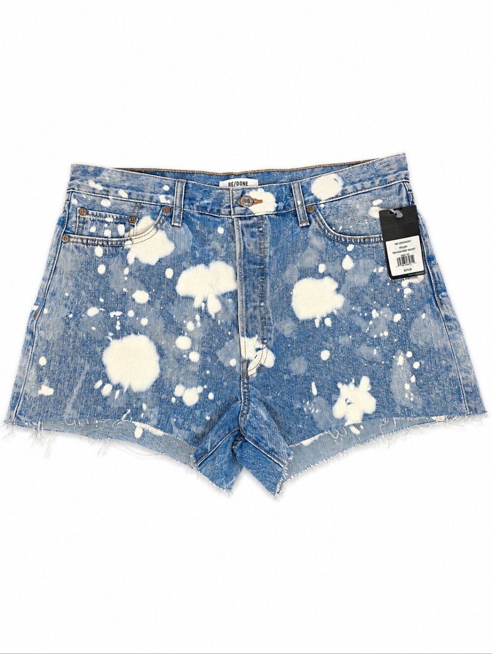 NWT RE/DONE 70s High Rise Denim Short in Splash Bleach Splatter Cutoff Size 32